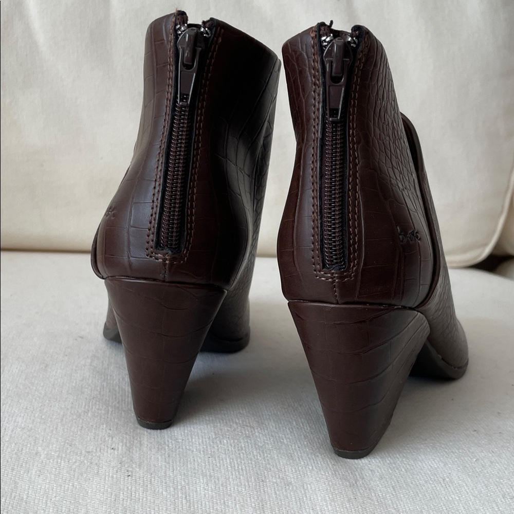 boc Dark Brown Croc-Embossed Ankle Booties - Picture 5 of 8